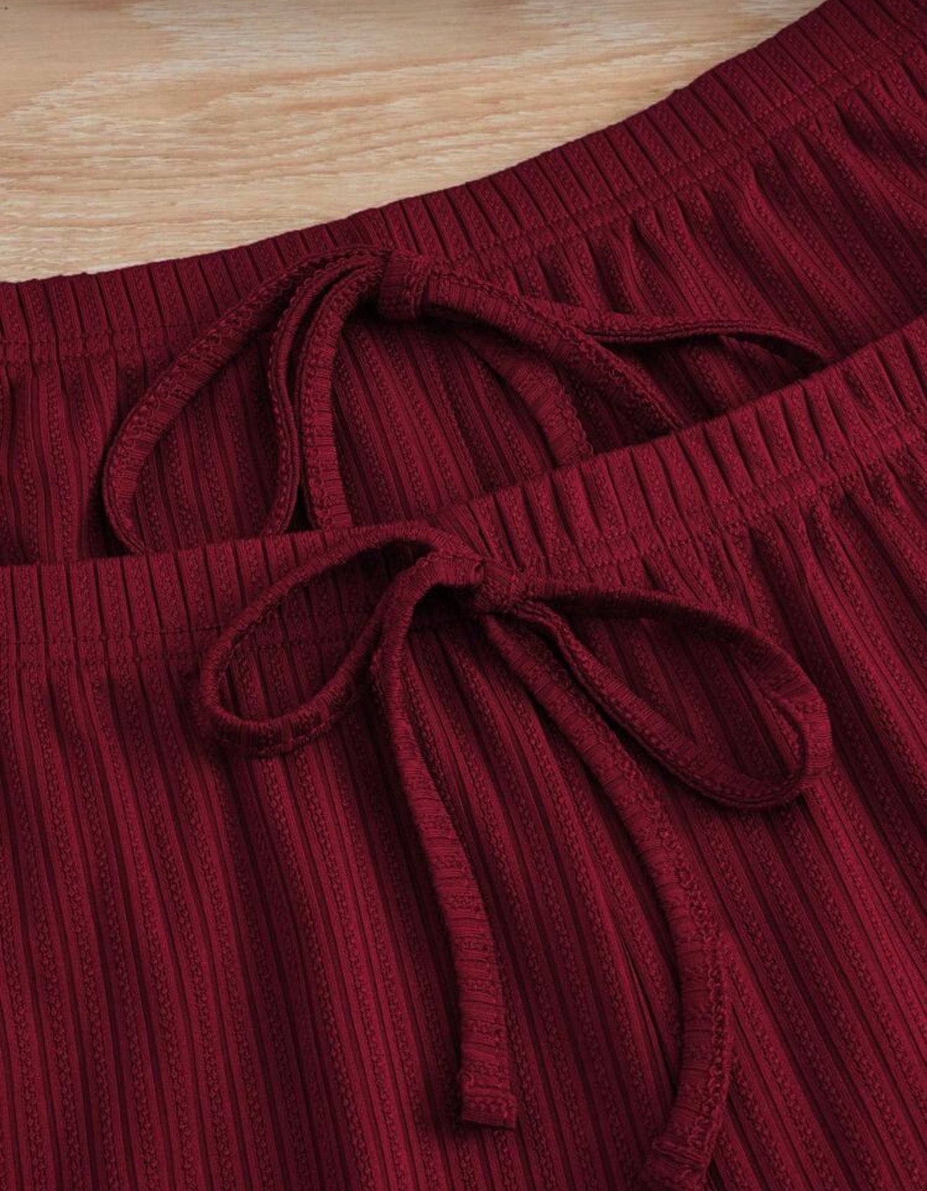 Бордо дамски комплект за сън и домашно облекло – 3 части с дантела