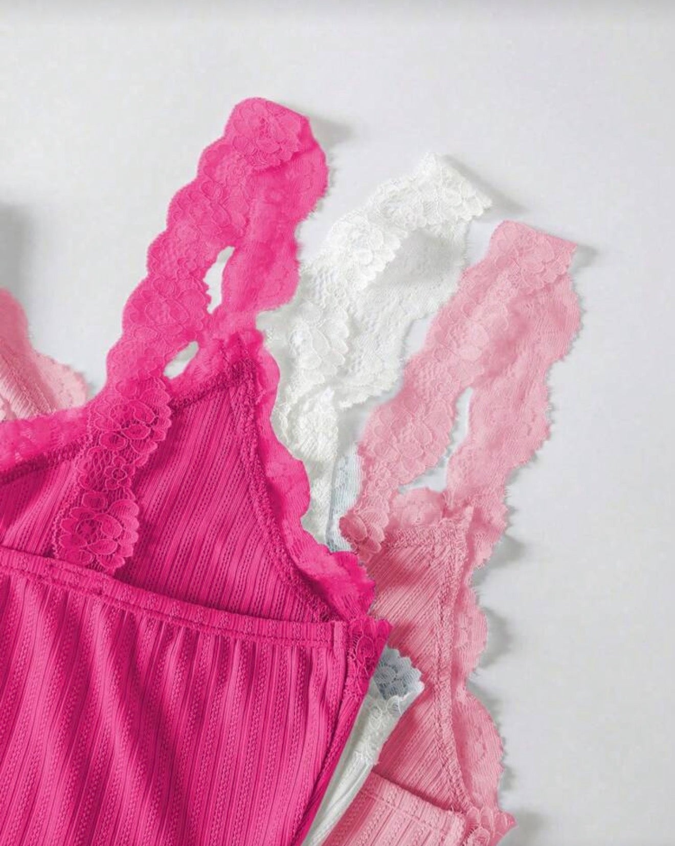 Дамски пижамен комплект с дантела – потник и дълъг панталон PİNK 6 части